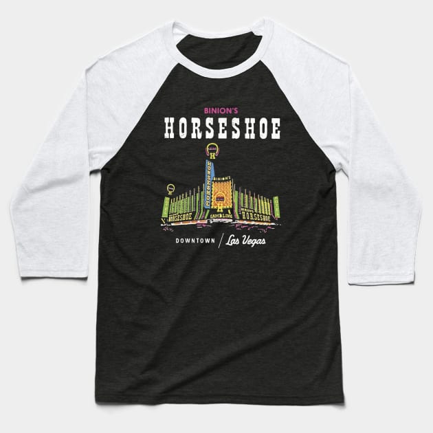 Binion's Horseshoe Hotel Casino Vintage Retro Las Vegas Baseball T-Shirt by Ghost Of A Chance 